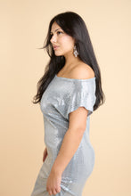 Load image into Gallery viewer, Selena Dress - Powder Blue/Silver Metal
