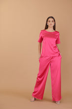 Load image into Gallery viewer, Clara Top + Pants Set - Hot Pink Satin
