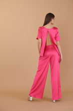 Load image into Gallery viewer, Clara Top + Pants Set - Hot Pink Satin
