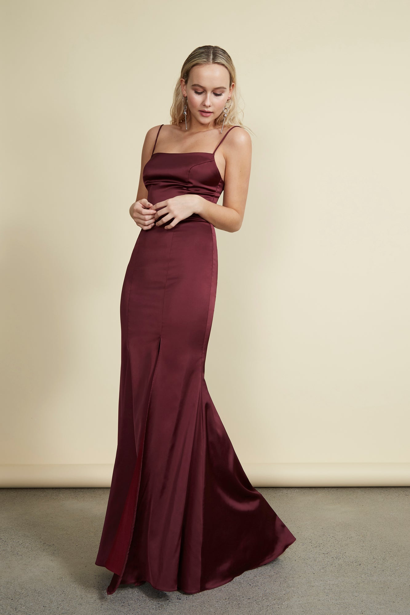 Naomi Gown - Burgundy Satin