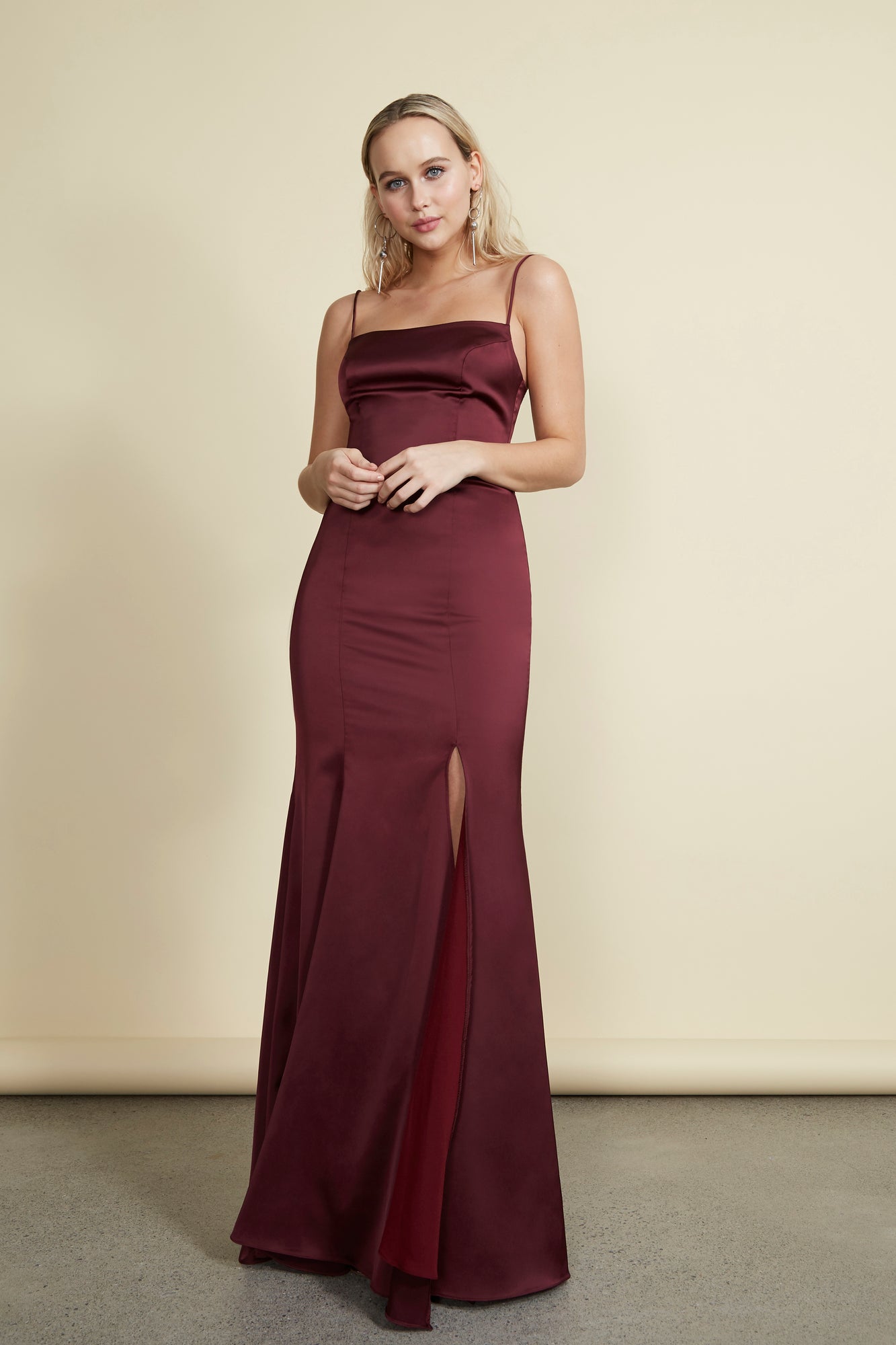 Naomi Gown - Burgundy Satin