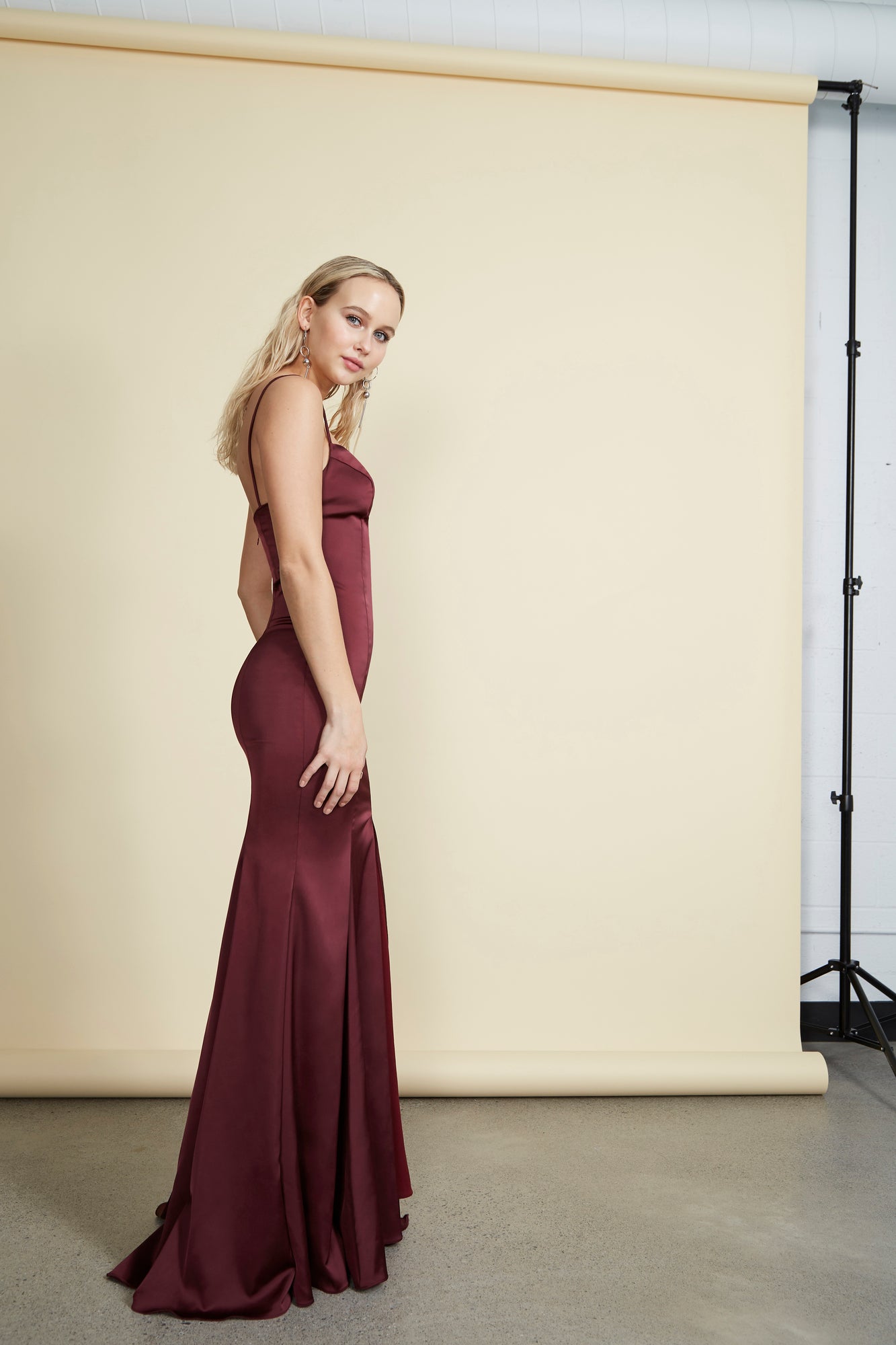 Naomi Gown - Burgundy Satin