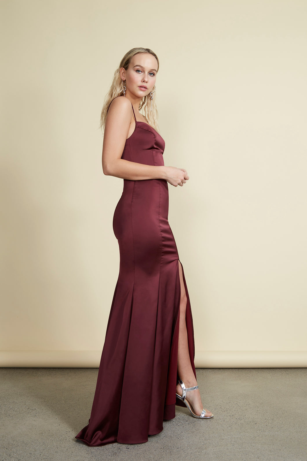 Naomi Gown - Burgundy Satin