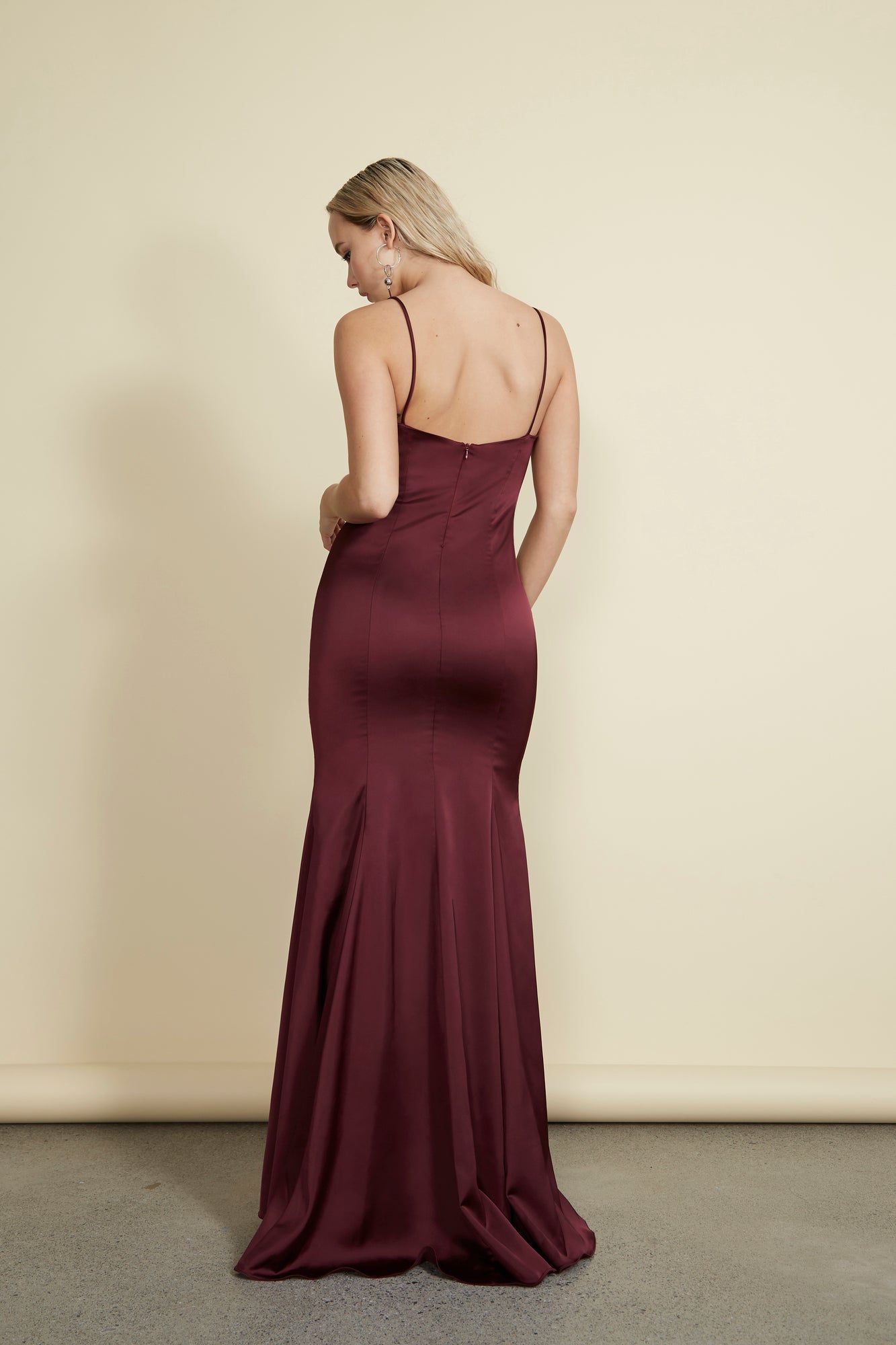 Naomi Gown - Burgundy Satin