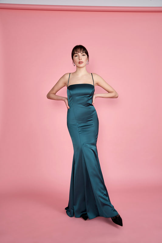 Naomi Gown - Hunter Green Satin