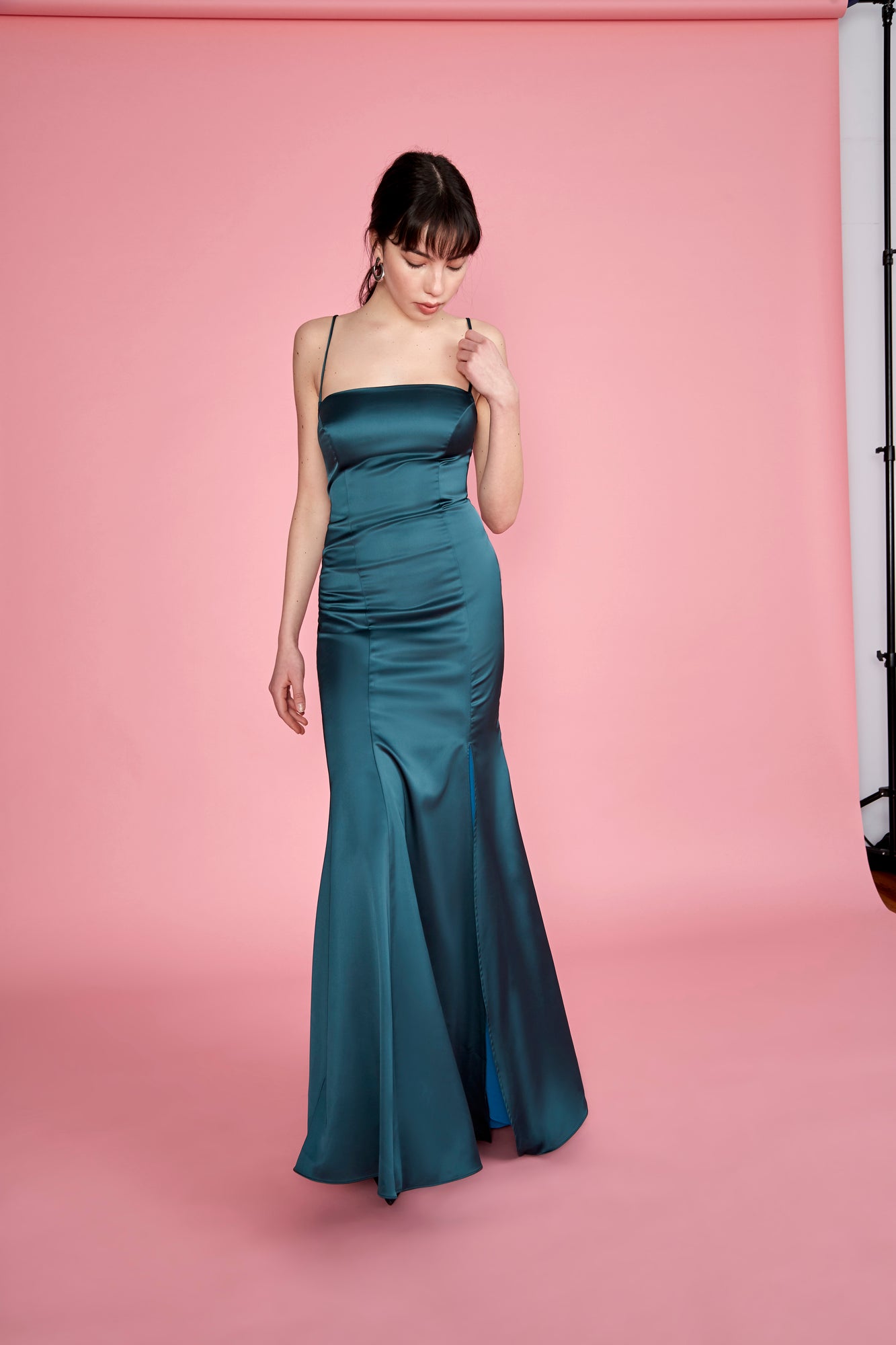 Naomi Gown - Hunter Green Satin