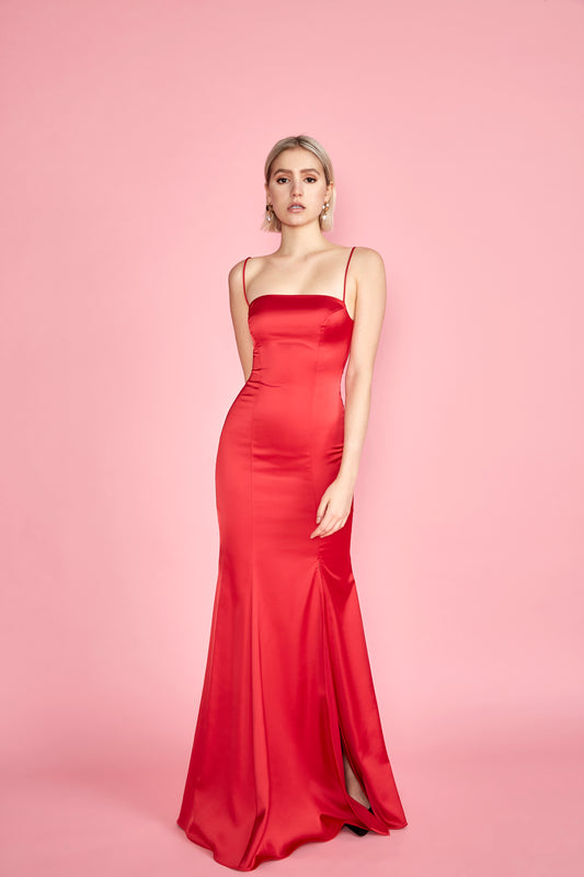 Naomi Gown - Red Satin