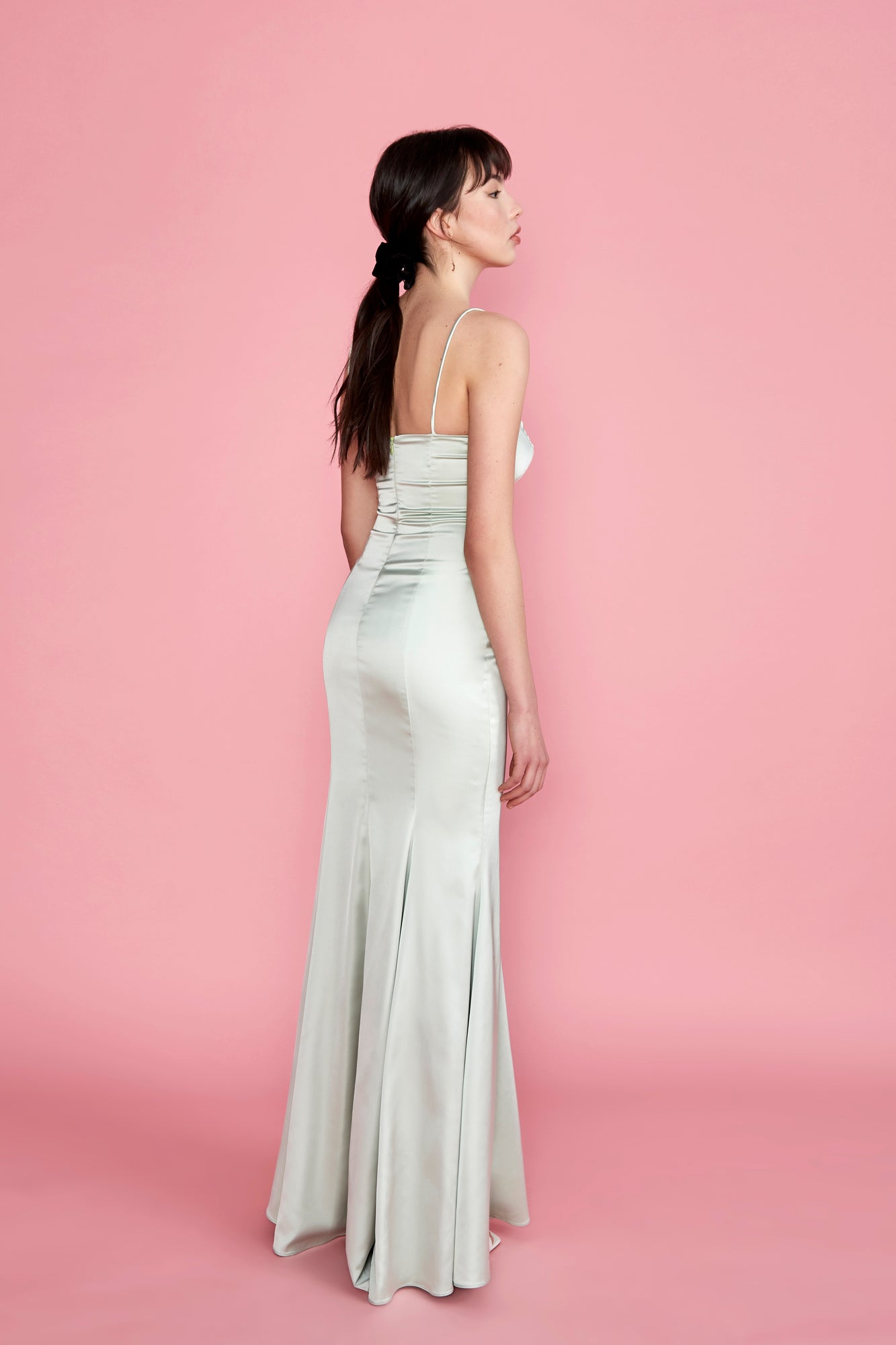 Naomi Gown - Mint Green Satin