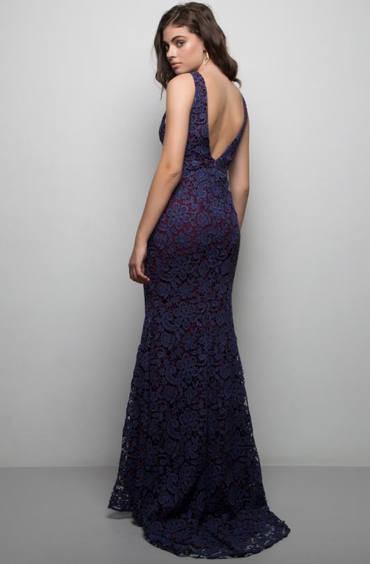 Nicole Gown - Burgundy/Navy Lace