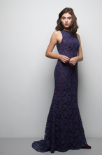 Load image into Gallery viewer, Nicole Gown - Burgundy/Navy Lace
